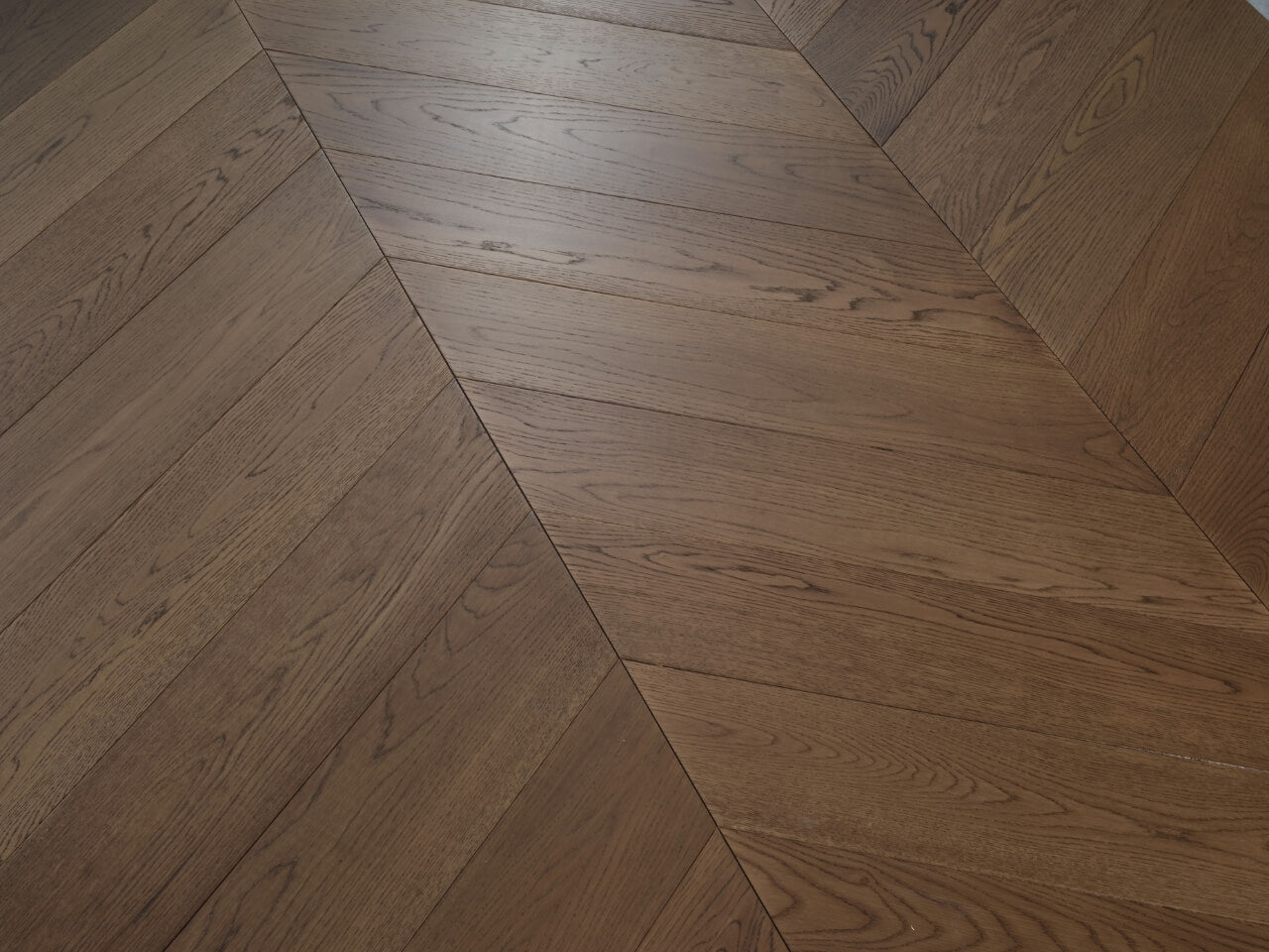 Engineered Timber Flooring - AB Grade 15/4mm CHEVRON - Y04 CLAY BROWN OAK